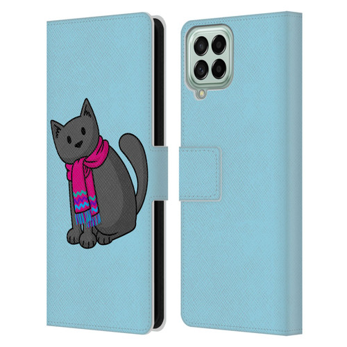 Beth Wilson Doodlecats Cold In A Scarf Leather Book Wallet Case Cover For Samsung Galaxy M33 (2022)