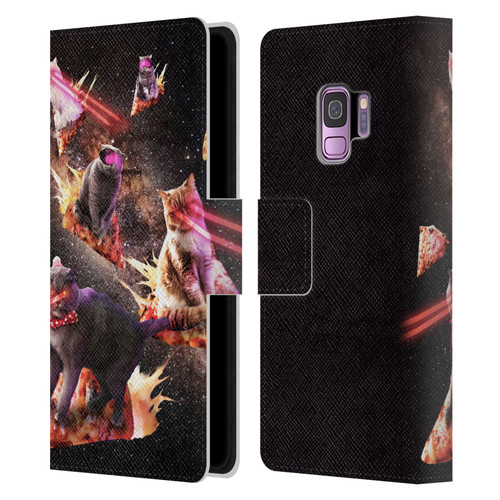 Random Galaxy Space Cat Fire Pizza Leather Book Wallet Case Cover For Samsung Galaxy S9