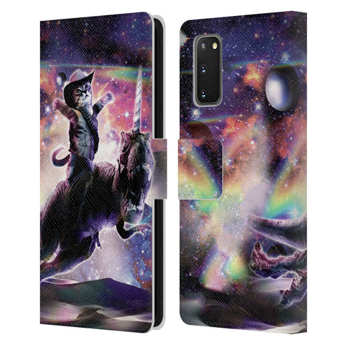 Random Galaxy Space Cat Dinosaur Unicorn Leather Book Wallet Case Cover For Samsung Galaxy S20 / S20 5G
