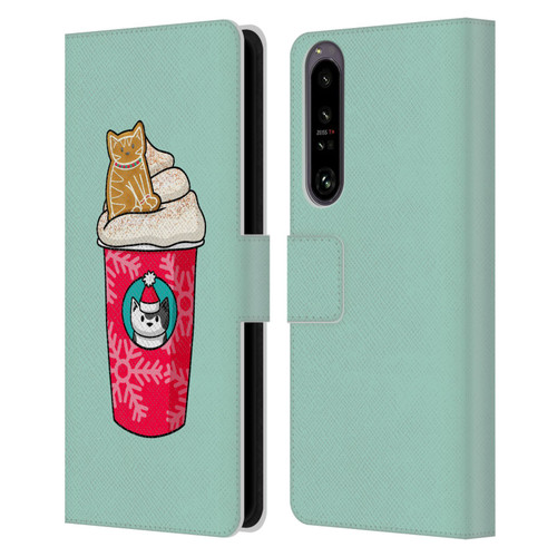 Beth Wilson Doodlecats Gingerbread Latte Leather Book Wallet Case Cover For Sony Xperia 1 IV