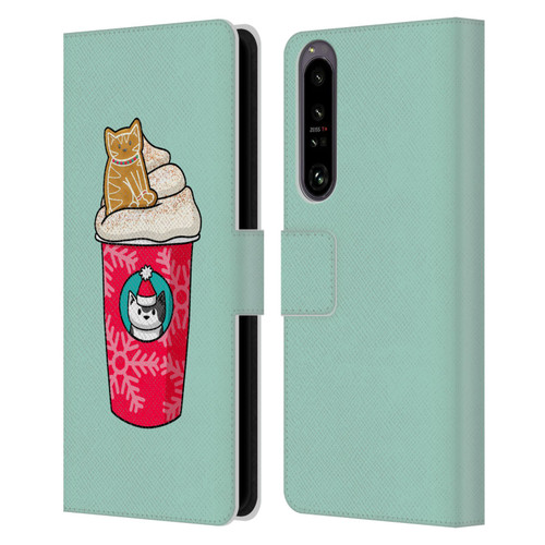 Beth Wilson Doodlecats Gingerbread Latte Leather Book Wallet Case Cover For Sony Xperia 1 IV