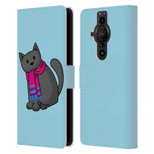 Beth Wilson Doodlecats Cold In A Scarf Leather Book Wallet Case Cover For Sony Xperia Pro-I