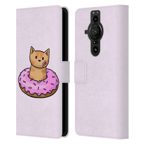 Beth Wilson Doodlecats Donut Leather Book Wallet Case Cover For Sony Xperia Pro-I