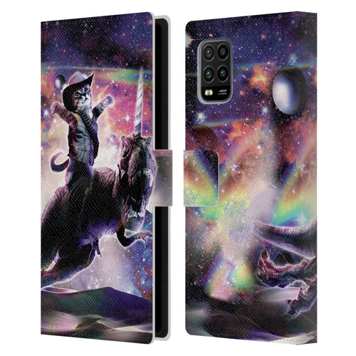 Random Galaxy Space Cat Dinosaur Unicorn Leather Book Wallet Case Cover For Xiaomi Mi 10 Lite 5G