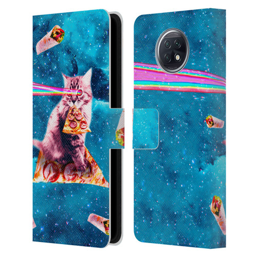 Random Galaxy Space Cat Lazer Eye & Pizza Leather Book Wallet Case Cover For Xiaomi Redmi Note 9T 5G