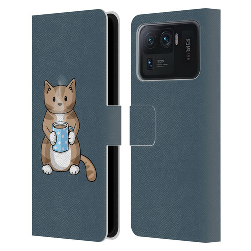 Beth Wilson Doodlecats Coffee Drinking Leather Book Wallet Case Cover For Xiaomi Mi 11 Ultra