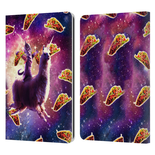 Random Galaxy Space Llama Warrior Cat & Tacos Leather Book Wallet Case Cover For Amazon Kindle Paperwhite 1 / 2 / 3