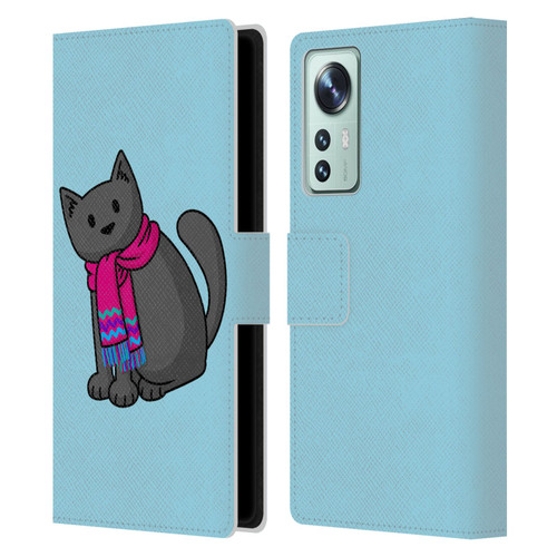 Beth Wilson Doodlecats Cold In A Scarf Leather Book Wallet Case Cover For Xiaomi 12