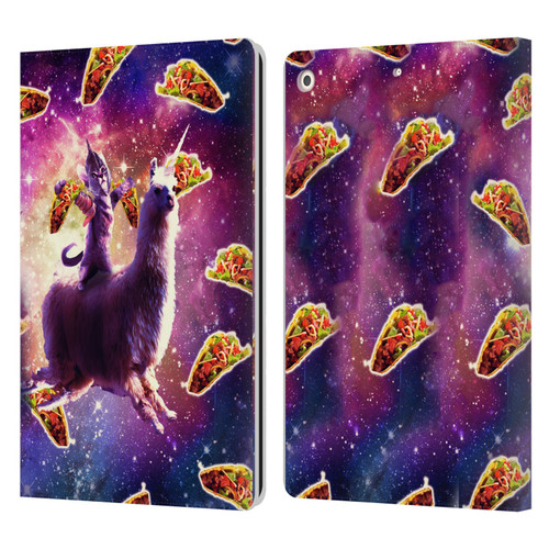 Random Galaxy Space Llama Warrior Cat & Tacos Leather Book Wallet Case Cover For Apple iPad 10.2 2019/2020/2021