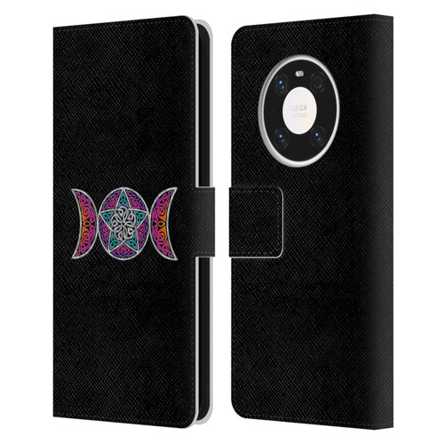 Beth Wilson Celtic Knot Stars Pagan Triple Moon Leather Book Wallet Case Cover For Huawei Mate 40 Pro 5G