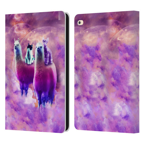 Random Galaxy Space Llama Kitty & Cat Leather Book Wallet Case Cover For Apple iPad Air 2 (2014)