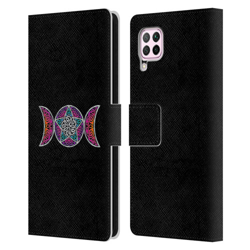 Beth Wilson Celtic Knot Stars Pagan Triple Moon Leather Book Wallet Case Cover For Huawei Nova 6 SE / P40 Lite