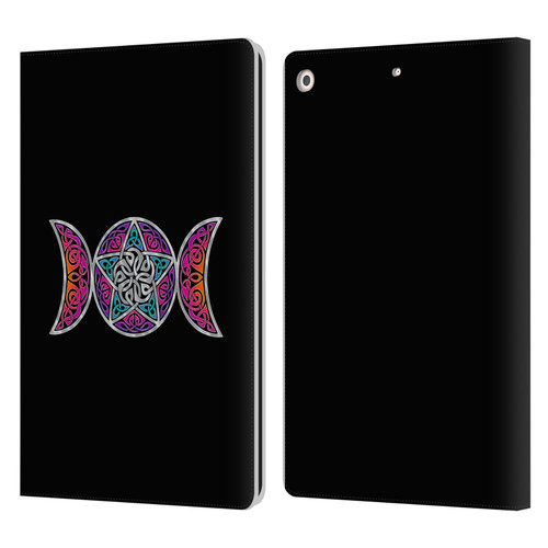 Beth Wilson Celtic Knot Stars Pagan Triple Moon Leather Book Wallet Case Cover For Apple iPad 10.2 2019/2020/2021