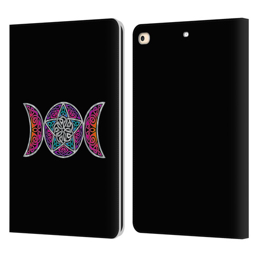 Beth Wilson Celtic Knot Stars Pagan Triple Moon Leather Book Wallet Case Cover For Apple iPad 9.7 2017 / iPad 9.7 2018