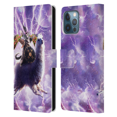 Random Galaxy Space Llama Lazer Cat & Tacos Leather Book Wallet Case Cover For Apple iPhone 12 Pro Max