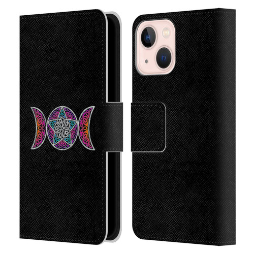 Beth Wilson Celtic Knot Stars Pagan Triple Moon Leather Book Wallet Case Cover For Apple iPhone 13 Mini