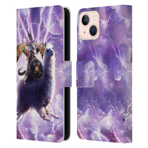 Random Galaxy Space Llama Lazer Cat & Tacos Leather Book Wallet Case Cover For Apple iPhone 13