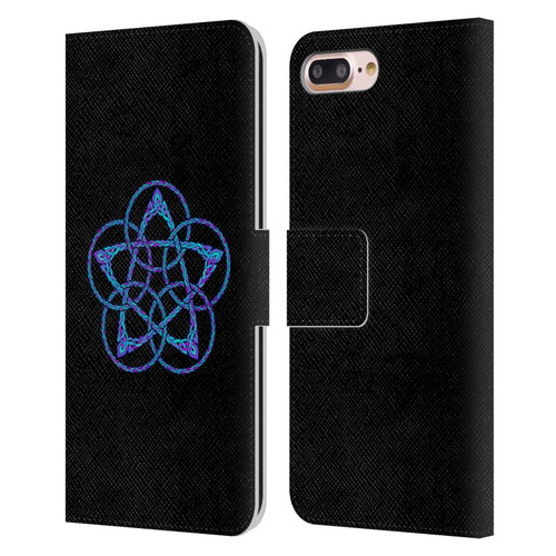 Beth Wilson Celtic Knot Stars Blue & Purple Circles Leather Book Wallet Case Cover For Apple iPhone 7 Plus / iPhone 8 Plus