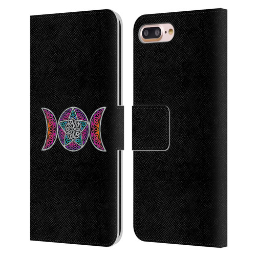 Beth Wilson Celtic Knot Stars Pagan Triple Moon Leather Book Wallet Case Cover For Apple iPhone 7 Plus / iPhone 8 Plus