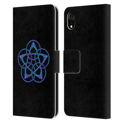 Beth Wilson Celtic Knot Stars Blue & Purple Circles Leather Book Wallet Case Cover For Apple iPhone XR