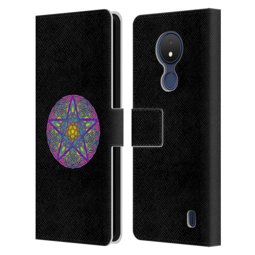 Beth Wilson Celtic Knot Stars Pagan Wicca Pentacle Leather Book Wallet Case Cover For Nokia C21