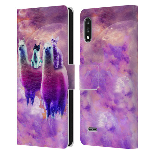 Random Galaxy Space Llama Kitty & Cat Leather Book Wallet Case Cover For LG K22