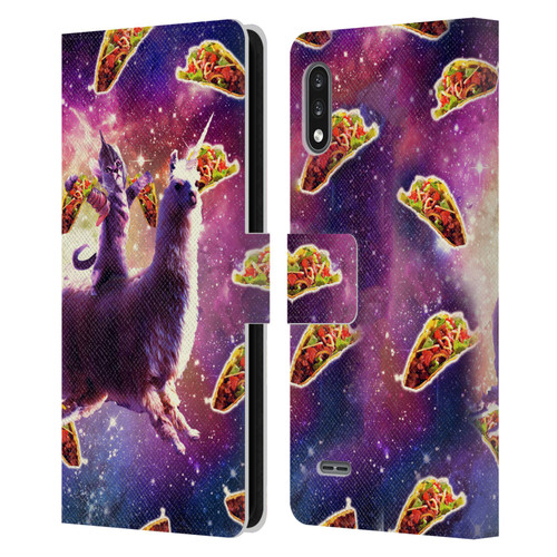 Random Galaxy Space Llama Warrior Cat & Tacos Leather Book Wallet Case Cover For LG K22