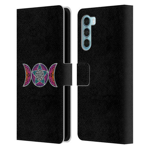 Beth Wilson Celtic Knot Stars Pagan Triple Moon Leather Book Wallet Case Cover For Motorola Edge S30 / Moto G200 5G