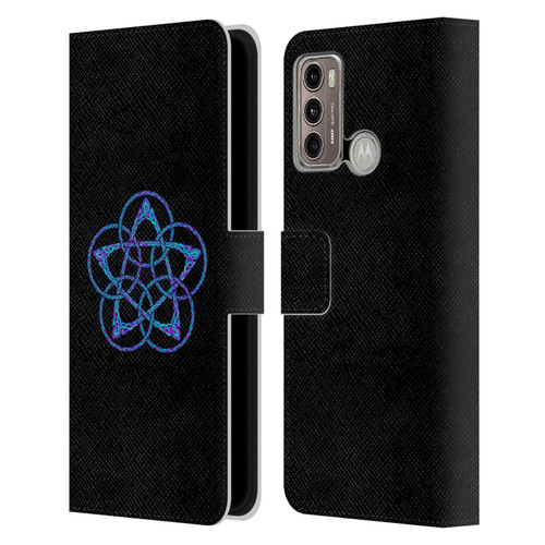 Beth Wilson Celtic Knot Stars Blue & Purple Circles Leather Book Wallet Case Cover For Motorola Moto G60 / Moto G40 Fusion