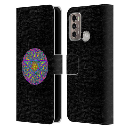 Beth Wilson Celtic Knot Stars Pagan Wicca Pentacle Leather Book Wallet Case Cover For Motorola Moto G60 / Moto G40 Fusion