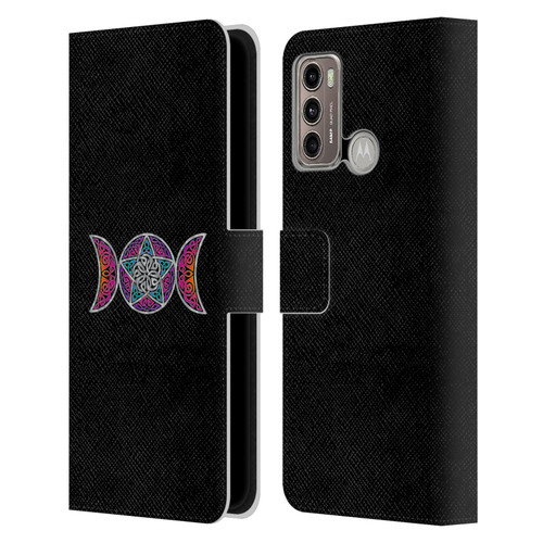 Beth Wilson Celtic Knot Stars Pagan Triple Moon Leather Book Wallet Case Cover For Motorola Moto G60 / Moto G40 Fusion