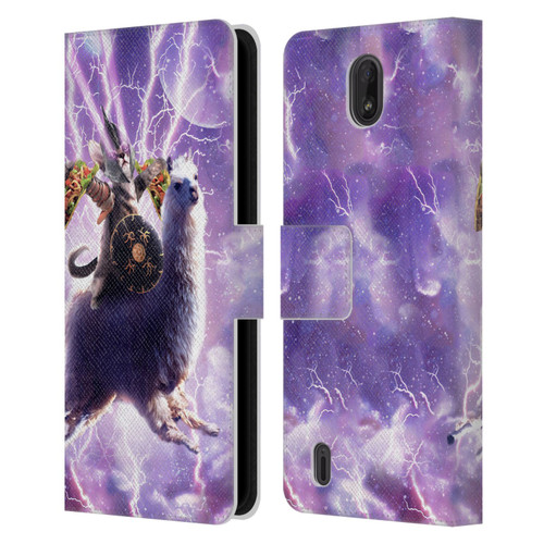 Random Galaxy Space Llama Lazer Cat & Tacos Leather Book Wallet Case Cover For Nokia C01 Plus/C1 2nd Edition