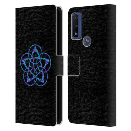 Beth Wilson Celtic Knot Stars Blue & Purple Circles Leather Book Wallet Case Cover For Motorola G Pure