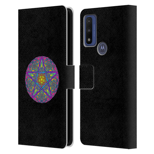 Beth Wilson Celtic Knot Stars Pagan Wicca Pentacle Leather Book Wallet Case Cover For Motorola G Pure