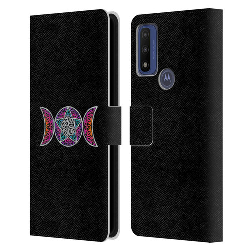 Beth Wilson Celtic Knot Stars Pagan Triple Moon Leather Book Wallet Case Cover For Motorola G Pure