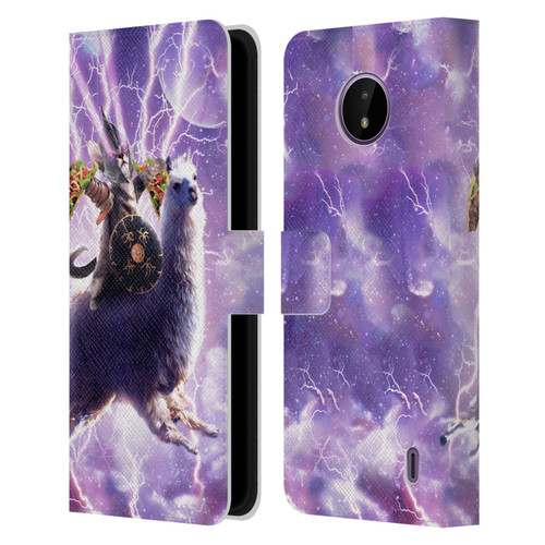 Random Galaxy Space Llama Lazer Cat & Tacos Leather Book Wallet Case Cover For Nokia C10 / C20