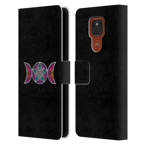 Beth Wilson Celtic Knot Stars Pagan Triple Moon Leather Book Wallet Case Cover For Motorola Moto E7 Plus