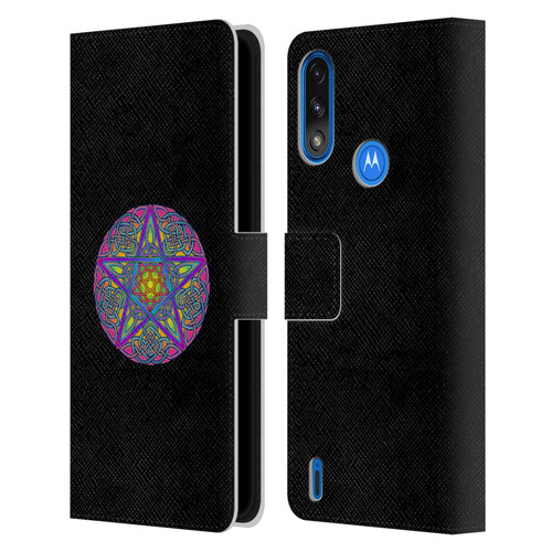 Beth Wilson Celtic Knot Stars Pagan Wicca Pentacle Leather Book Wallet Case Cover For Motorola Moto E7 Power / Moto E7i Power