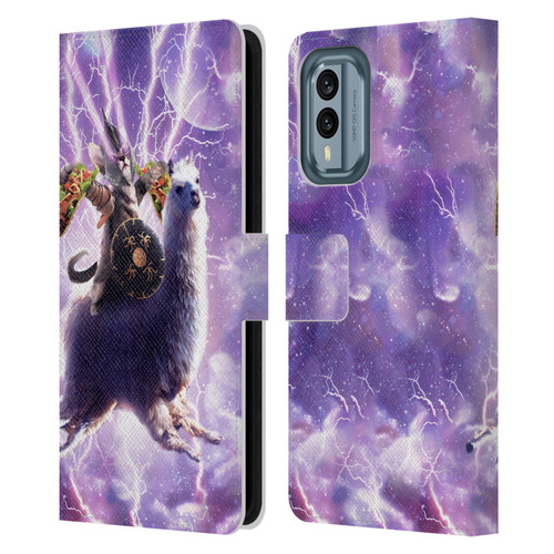 Random Galaxy Space Llama Lazer Cat & Tacos Leather Book Wallet Case Cover For Nokia X30