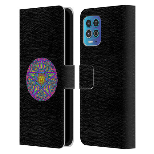Beth Wilson Celtic Knot Stars Pagan Wicca Pentacle Leather Book Wallet Case Cover For Motorola Moto G100