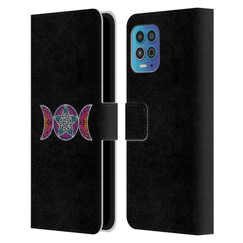 Beth Wilson Celtic Knot Stars Pagan Triple Moon Leather Book Wallet Case Cover For Motorola Moto G100