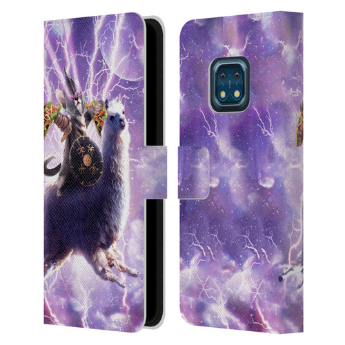 Random Galaxy Space Llama Lazer Cat & Tacos Leather Book Wallet Case Cover For Nokia XR20