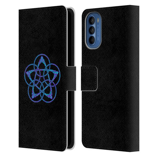 Beth Wilson Celtic Knot Stars Blue & Purple Circles Leather Book Wallet Case Cover For Motorola Moto G41