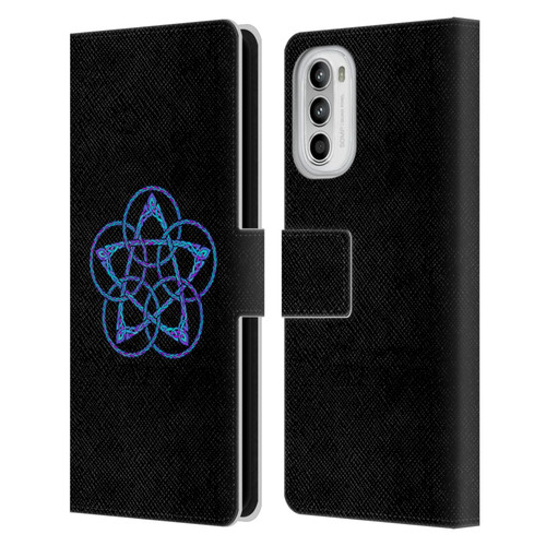 Beth Wilson Celtic Knot Stars Blue & Purple Circles Leather Book Wallet Case Cover For Motorola Moto G52