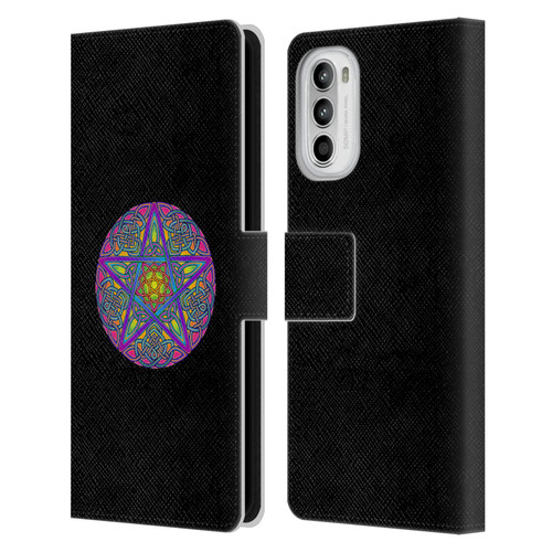 Beth Wilson Celtic Knot Stars Pagan Wicca Pentacle Leather Book Wallet Case Cover For Motorola Moto G52
