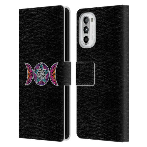 Beth Wilson Celtic Knot Stars Pagan Triple Moon Leather Book Wallet Case Cover For Motorola Moto G52