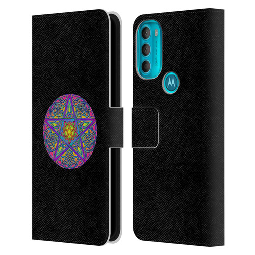 Beth Wilson Celtic Knot Stars Pagan Wicca Pentacle Leather Book Wallet Case Cover For Motorola Moto G71 5G