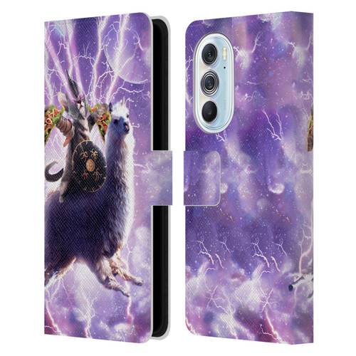 Random Galaxy Space Llama Lazer Cat & Tacos Leather Book Wallet Case Cover For Motorola Edge X30