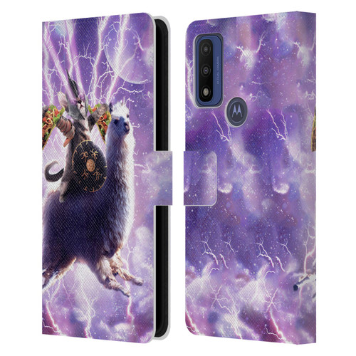 Random Galaxy Space Llama Lazer Cat & Tacos Leather Book Wallet Case Cover For Motorola G Pure
