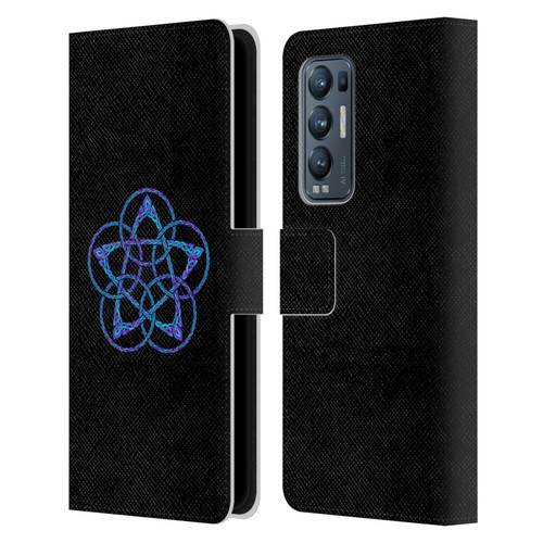Beth Wilson Celtic Knot Stars Blue & Purple Circles Leather Book Wallet Case Cover For OPPO Find X3 Neo / Reno5 Pro+ 5G